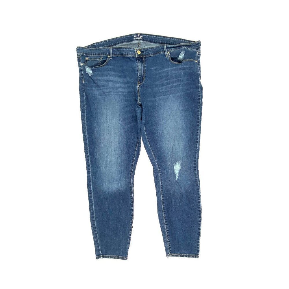 Signature By Levi Strauss Distressed Skinny Women's size 28 Dark Blue Denim Jean